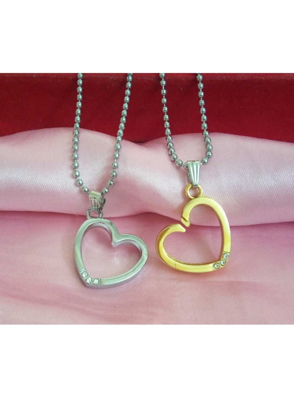 Two Pieces Couple Heart Shape Necklace by Menjewell 